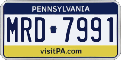 PA license plate MRD7991