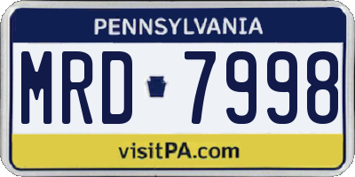 PA license plate MRD7998