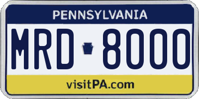 PA license plate MRD8000