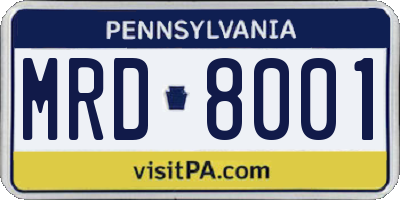 PA license plate MRD8001