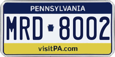 PA license plate MRD8002