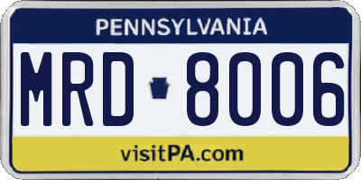 PA license plate MRD8006
