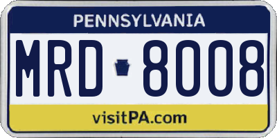 PA license plate MRD8008