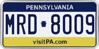 PA license plate MRD8009