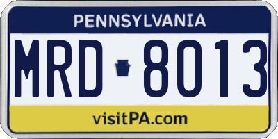 PA license plate MRD8013
