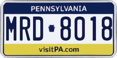 PA license plate MRD8018