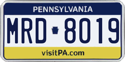 PA license plate MRD8019