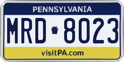 PA license plate MRD8023
