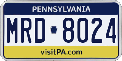 PA license plate MRD8024