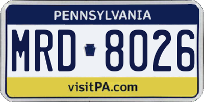 PA license plate MRD8026