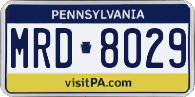 PA license plate MRD8029