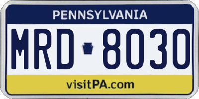 PA license plate MRD8030