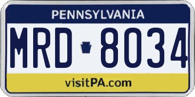 PA license plate MRD8034