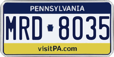 PA license plate MRD8035