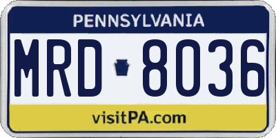 PA license plate MRD8036