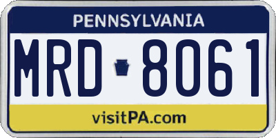 PA license plate MRD8061