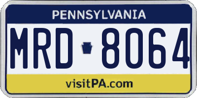 PA license plate MRD8064
