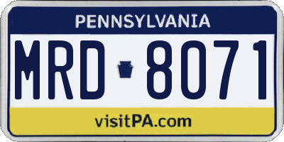 PA license plate MRD8071