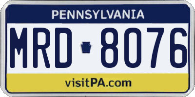 PA license plate MRD8076