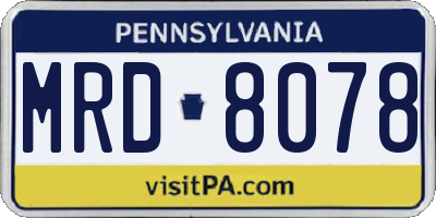 PA license plate MRD8078