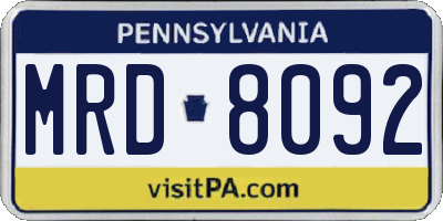 PA license plate MRD8092