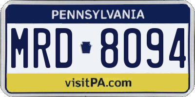 PA license plate MRD8094