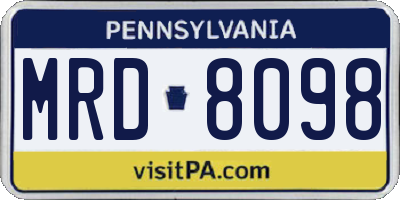 PA license plate MRD8098