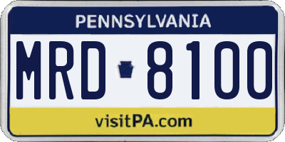 PA license plate MRD8100