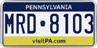PA license plate MRD8103