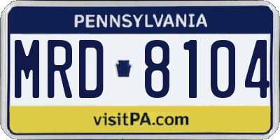 PA license plate MRD8104