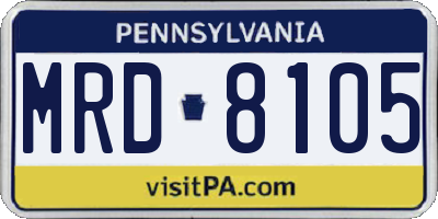 PA license plate MRD8105