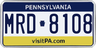 PA license plate MRD8108