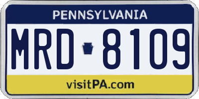 PA license plate MRD8109