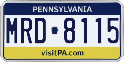 PA license plate MRD8115