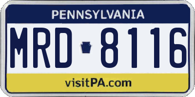 PA license plate MRD8116