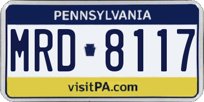 PA license plate MRD8117