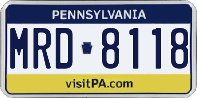 PA license plate MRD8118