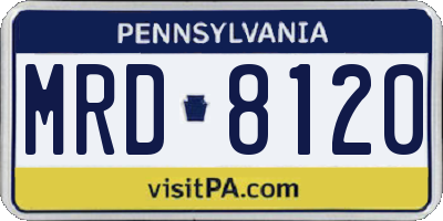 PA license plate MRD8120