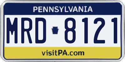PA license plate MRD8121