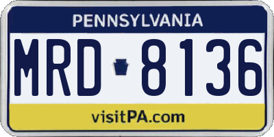 PA license plate MRD8136