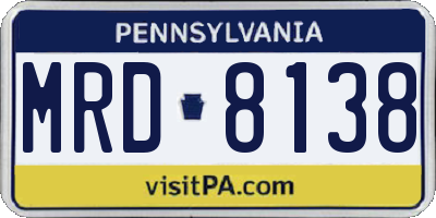 PA license plate MRD8138