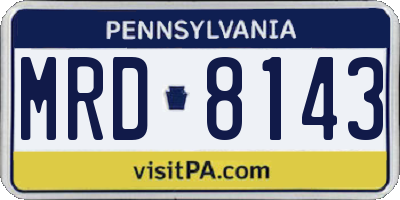 PA license plate MRD8143