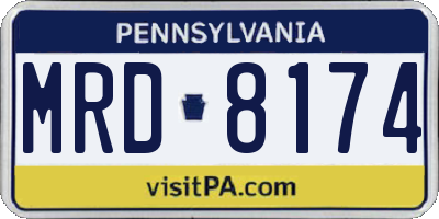 PA license plate MRD8174