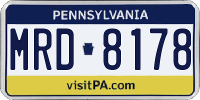 PA license plate MRD8178