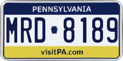 PA license plate MRD8189