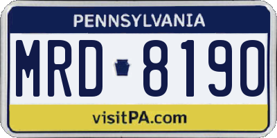 PA license plate MRD8190