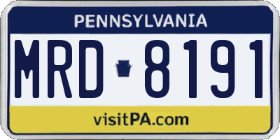 PA license plate MRD8191