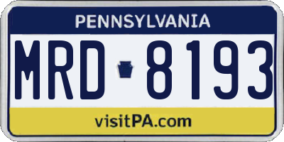 PA license plate MRD8193
