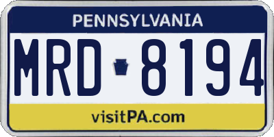 PA license plate MRD8194