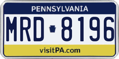 PA license plate MRD8196
